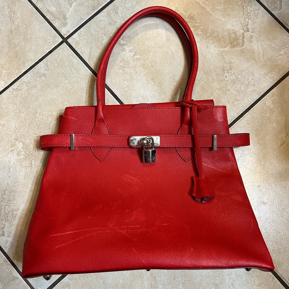 Red leather handbag purse 👜